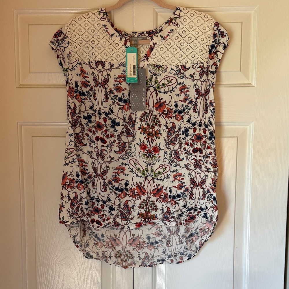 Daniel Rainn Multicolor Floral Lace Blouse